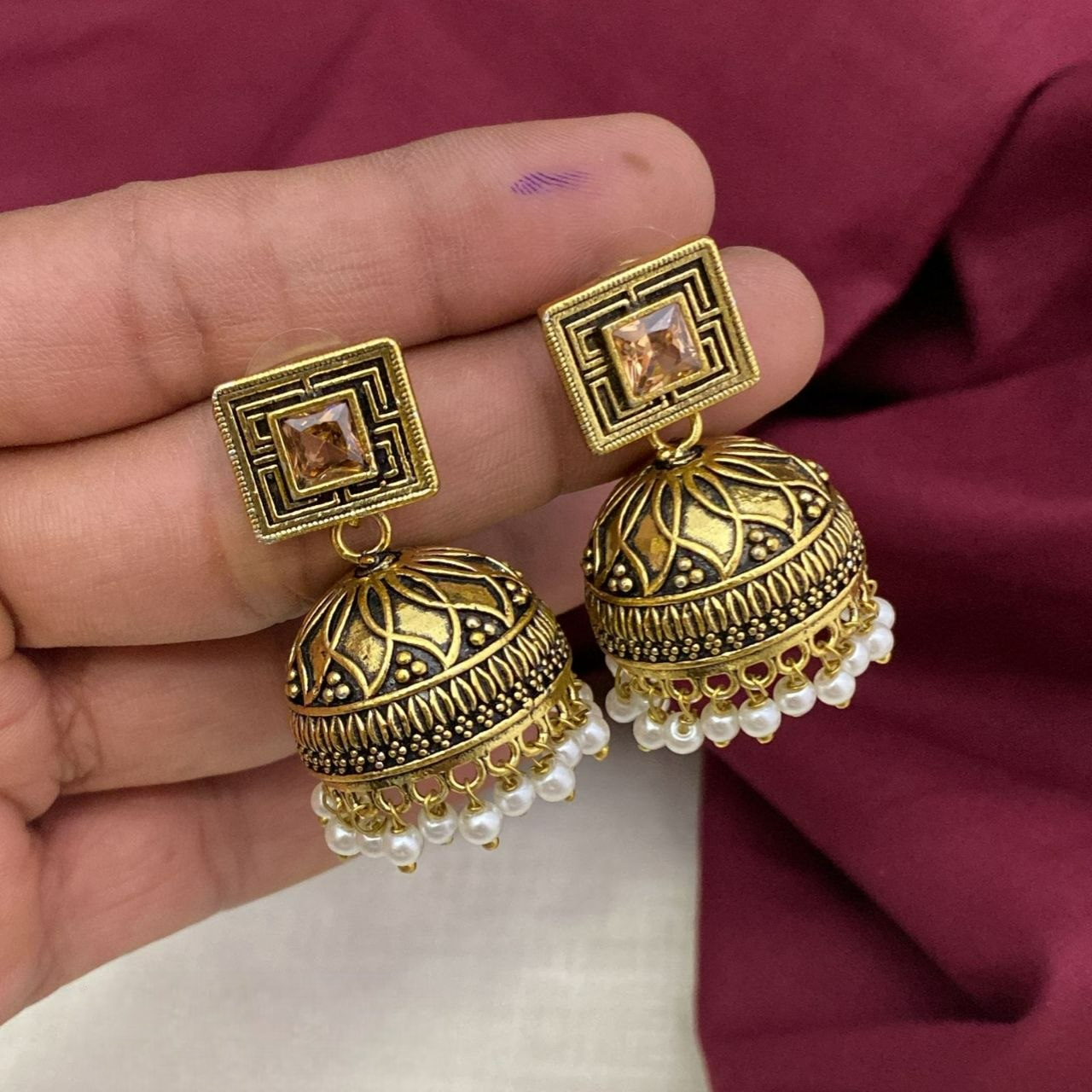 Pearl Charm Jhumkas